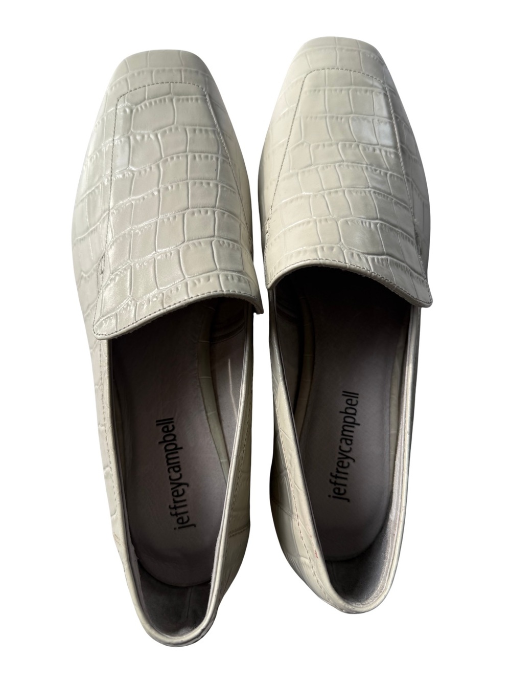 Jeffrey Campbell Women’s Cream Croc-Embossed Loafers - Picture 5 of 8